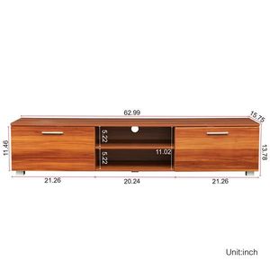 <b>Walnut</b> 70-Inch TV Stand with Open Shelves and 2 Storage Cabinets Media Console Entertainment Center Television <b>Table</b> - Product Image 5