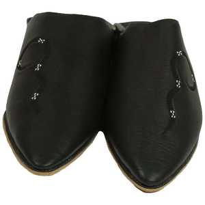Babouches marocaines en cuir véritable Biyadina pour hommes, décorées de Sarma, noires - Product Image 6