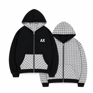 Sweat à capuche réversible personnalisé à double fermeture éclair pour homme et femme, en molleton épais, style streetwear - Product Image 1