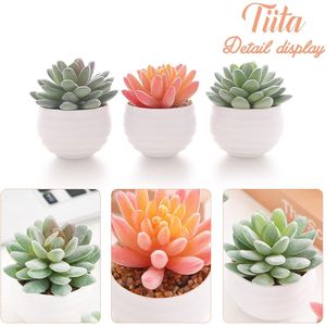 Mini Macetas con Suculentas Artificiales, Plantas Falsas en Cerámica, Arreglo Decorativo para Hogar u Oficina, Regalo para Mujeres - Product Image 2