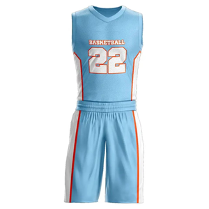 Uniforme de Baloncesto Elite de Alto Rendimiento, Jersey y Pantalones Cortos Sublimados en Azul Claro, Blanco y Naranja, Ropa Deportiva que Absorbe la Humedad - Product Image 6