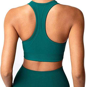 Ensemble de sport pour femme vert émeraude : Soutien-gorge dos nageur et leggings taille haute sans couture, respirant, maintien moyen, pour yoga et entraînement - Product Image 2