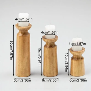 3 pcs Wooden <b>Candle</b> Holder Wooden <b>Candle</b> Stand Natural Home Decor Table Decor Romantic Decor - Product Image 4