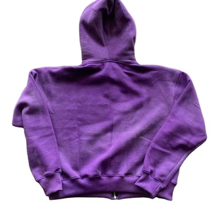 Personalizado Drop Shoulder desgastado 100% algodón lavado en blanco Zip up Vintage Boxy recortado cortar y coser sudaderas con capucha de gran tamaño para hombres - Product Image 2