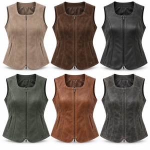 Chalecos de Mujer en Gamuza, Nobuk y Cuero Especializado |   Gris, Negro, Borgoña, Marrón, Camel |   Fabricante OEM ODM |   Calidad Premium | - Product Image 5