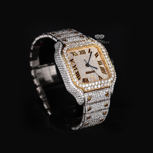 นาฬิกาข้อมือเพชรโมอิสซาไนต์แบบเต็มหน้าปัดสองสี ดีไซน์โรมัน ระบบออโตเมติก สุดหรู สไตล์ฮิปฮอป สำหรับผู้ชาย - Product Image 3
