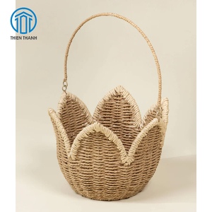 Panier de rangement en jonc de mer fait main en forme de fleur, panier de rangement décoratif tressé, panier à plantes naturel, décoration intérieure, vente en gros - Product Image 1