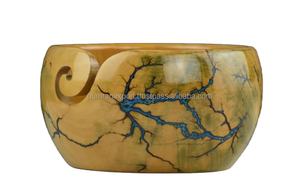 Cuenco de hilo de madera funcional elegante pulido brillante para tejedores y ganchillos de INDIA - Product Image 5