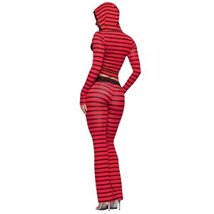 Conjunto de Dos Piezas para Mujer, Sudadera con Capucha y Cremallera, Estilo Casual, con Rayas y Letras, Colección Primavera-Verano 2026, Estilo Occidental y Oriental - Product Image 4