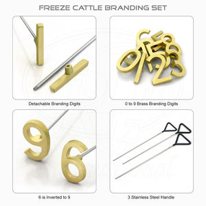 Juego de 3 marcatrices de ganado con números de 0 a 8, mangos de acero inoxidable intercambiables, 9 dígitos de latón, 6 inversos, 9 para ganado bovino - Product Image 3
