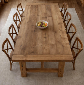 Ensemble de table et chaises en bois de manguier massif au design moderne pour salle à manger, idéal pour les écoles, les salons, l'usage commercial et domestique - Product Image 4