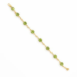 Pulsera de Plata de Ley 925 con Dije de Pez y Peridoto Redondo, 8 Piedras Naturales, Chapado en Oro de 1 Micrón y Rodio - Product Image 2