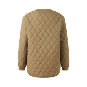 Chaqueta Acolchada con Cuello de Béisbol para Mujer, Manga Larga, Poliéster, Botones a Presión, Suministro de Fábrica - Product Image 1