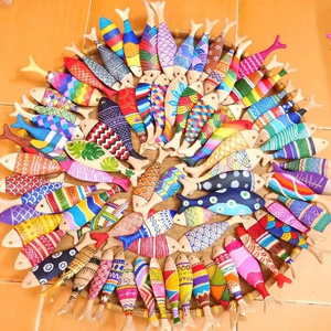 Natural Wooden Fish Decoration Vietnam Handmade Eco-Friendly Wood Fish Craft Home Decor Export Market - Product Image 1