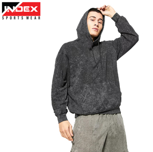 เสื้อฮู้ดซิปผู้ชาย Index Sportswear ผ้าฝ้าย 100% เฟรนช์เทอร์รี่ ล้างสีพื้น สวมใส่สบายๆ สำหรับฤดูใบไม้ร่วง - Product Image 5