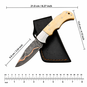 Couteau à lame fixe en acier Damas artisanal avec manche en os, couteau de chasse traditionnel pour l'extérieur - Product Image 6