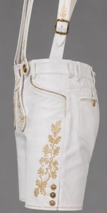 Shorts bavarois pour hommes, taille haute, motif floral brodé, fermeture boutonnée, style vintage, respirant, en cuir, longueur bermuda, style décontracté - Product Image 3