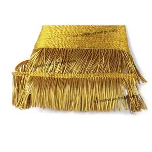 2026 OEM Vente en gros Frange dorée française à fils, couleur personnalisée, à pampilles, en bouillon métallique tissé, garniture textile écologique pour vêtements - Product Image 2