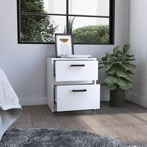 Comodino Bethel con 2 cassetti e maniglie bianche, prodotto di Depot E Shop - Product Image 2