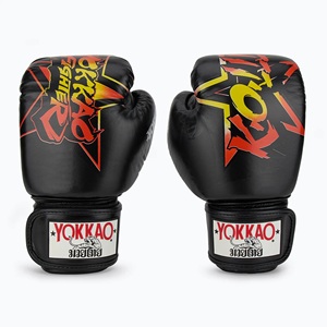 ถุงมือชกมวย YOKKAO Fighter KO Star Logo สีขาว/ดำ หนังแท้ สำหรับมวยไทย คิกบ็อกซิ่ง ฝึกซ้อม แข่งขัน ปิดด้วยแถบตีนตุ๊กแก - Product Image 4