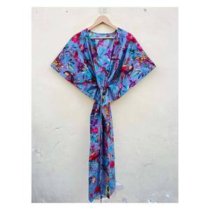 ชุดคลุมอาบน้ำผ้าฝ้ายแท้สำหรับผู้หญิง คิโมโนผ้าฝ้าย 100% ยาวพิเศษ ไซส์ XL เสื้อผ้าสำหรับเทศกาล สไตล์โอเรียนทัล ชุดคลุมชุดว่ายน้ำ - Product Image 1