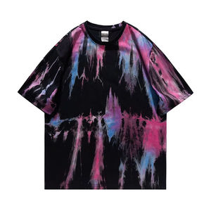 Camisetas Tie Dye de Corte Holgado, Algodón Teñido a Mano con Patrón en Espiral, Unisex, Estilo Urbano Juvenil, Ropa Transpirable de Verano - Product Image 4