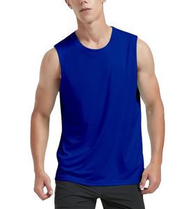 Camiseta sin mangas de algodón para hombre, 100% transpirable, personalizada, al por mayor, corte ajustado, cuello redondo, acanalada, blanca, con impresión de logotipo personalizado - Product Image 1