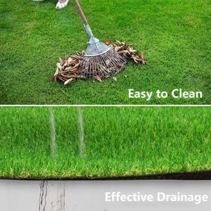 Tapis d'herbe artificielle réaliste 6,5 pi x 10 pi 0,8 po avec trous de drainage pour intérieur et extérieur, aménagement paysager - Product Image 3