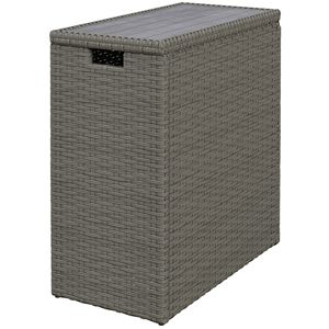 "17 Gallon Wicker Deck Storage <b>Box</b> with Acacia <b>Wood</b> Top for Patio Cushions & Garden <b>Tools</b>-Gray" - Product Image 1
