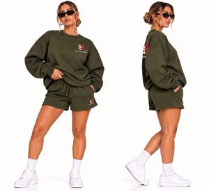B.B INDUSTRY Custom Oversized Sweatshirt Shorts Set <b>Purple</b> Polyester/Cotton Fleece <b>Tracksuit</b> Drop Shoulder Crewneck Lounge Wear - Product Image 5