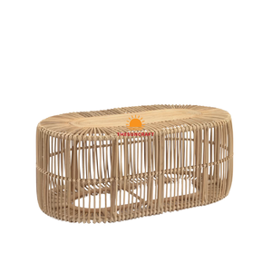 Mesa de Centro Extensible con Altura Ajustable, Ecológica, de Ratán Natural, Hecha a Mano, de Alta Calidad, Diseño Moderno Tipo Nido, Mesas de Bambú - Product Image 2