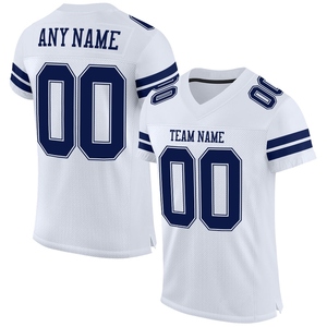 Venta al por Mayor Directa de Fábrica, Envío Directo, Jersey de Fútbol Americano Personalizado Blanco y Azul Marino, Auténtico - Product Image 1