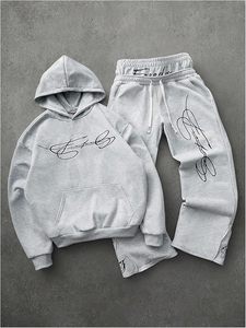Conjuntos Deportivos de 2 Piezas para Hombre, Sudaderas con Gráficos Bordados y Pantalones Deportivos Holgados de Doble Cintura - Product Image 2