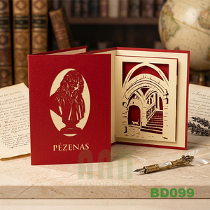 Pezenas Card 3D Pop-up Building Greeting Card Big Wheel <b>Handmade</b> Offset Printing <b>Paper</b> Souvenir Vietnam Birthday New Year - Product Image 5