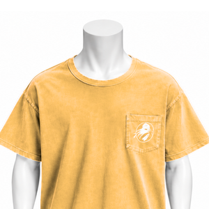 Yellow Weathered <b>Pocket</b> Tee Vintage Washed Cotton Short Sleeve <b>T</b> <b>Shirt</b> Oversized Relaxed Fit Chest <b>Pocket</b> Casual Streetwear - Product Image 3