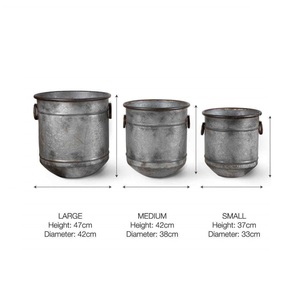 Macetero de Metal Galvanizado de Diseño Increíble para Hogar, Jardín Exterior, Decorativo, Redondo, Hecho a Mano, al por Mayor - Product Image 3