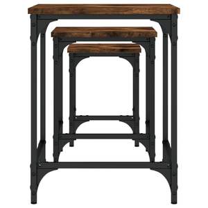 Ensemble de 3 tables basses gigognes en bois d'ingénierie chêne fumé et métal - Product Image 6