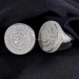 Anillo de hombre chapado en rodio con diamantes simulados en forma de halo, estilo hip hop, de plata de ley 925, joyería tallada para regalo de boda o compromiso - Product Image 1