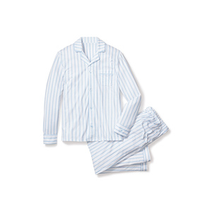 Vente en gros de pyjamas de luxe pour hommes, manches longues, 100% coton, ensemble de vêtements de nuit 2 pièces avec tissu respirant pour l'été - Product Image 5