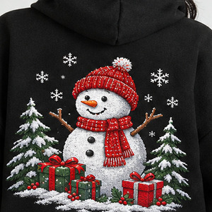 Personalized <b>Christmas</b> Hoodie 100% Polyester Casual Style Custom Sublimation Printed Holiday Pullover Snowman Graphic <b>For</b> <b>Women</b> - Product Image 3