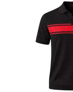 Camiseta Polo Personalizada para Hombre, a Rayas Negras y Rojas, de Algodón, Manga Corta, Corte Ajustado, con Logotipo Personalizado, para Verano, Suministro del Fabricante OEM - Product Image 3