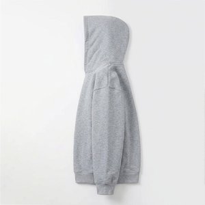 Sudadera informal de felpa gris para mujer con logotipo personalizado al por mayor, de otoño/invierno, con cremallera, mangas largas, suave, cálida y transpirable - Product Image 3