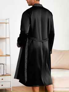 Bata de Baño de Seda Satinada para Hombre, Pijama Sexy, Ropa de Dormir Larga sin Mangas, Bata Casual para Verano - Product Image 2