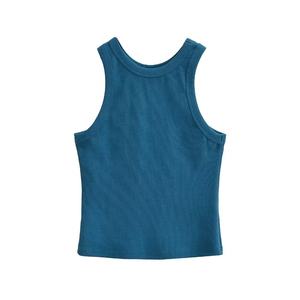 เสื้อกล้ามรัดรูปของผู้หญิงเสื้อครอปแขนกุดสีพื้นโลโก้ออกแบบได้เองและสั้นออกกำลังกาย - Product Image 1