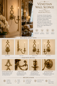 Luxury European Venetian Baroque <b>Wall</b> <b>Sconce</b> Premium Decorative <b>Wall</b> <b>Light</b> with Elaborate Ornamental Mirrorwork, Elegant Brass - Product Image 5