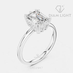 Bague de fiançailles en or blanc 14 carats avec diamant de laboratoire taille émeraude 2,08 carats, couleur F+, clarté VS+, certifiée IGI, idéale pour un cadeau - Product Image 2