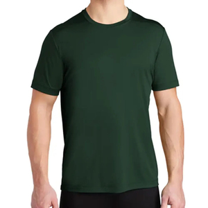 เสื้อยืดคอกลมแขนสั้นสีเขียวเข้มสำหรับผู้ชาย ทรงปกติ แห้งเร็ว ผ้าเจอร์ซีย์ถัก สวมใส่สบาย สีพื้น โพลีเอสเตอร์ 100% รุ่น 2026 - Product Image 1