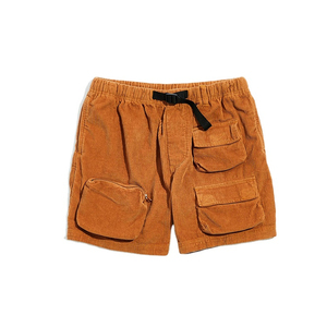 Shorts cargo en coton corduroy avec logo personnalisé, taille élastique, style streetwear décontracté d'été, décoration à motifs, plusieurs poches - Product Image 1