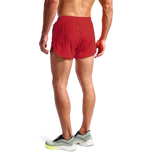 <b>Men's</b> <b>Red</b> Split Running <b>Shorts</b> Lightweight Breathable Athlete Workout Gym <b>Shorts</b> with Side Zipper Pockets - Product Image 4