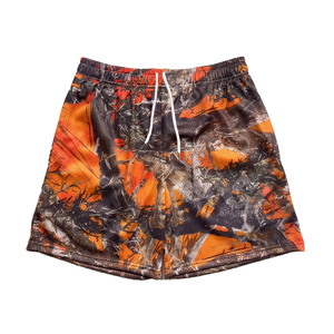 Men's Orange Black <b>Abstract</b> <b>Print</b> Sports Shorts Quick Dry Breathable Mesh Fabric Elastic Drawstring Waist Casual Athletic - Product Image 1